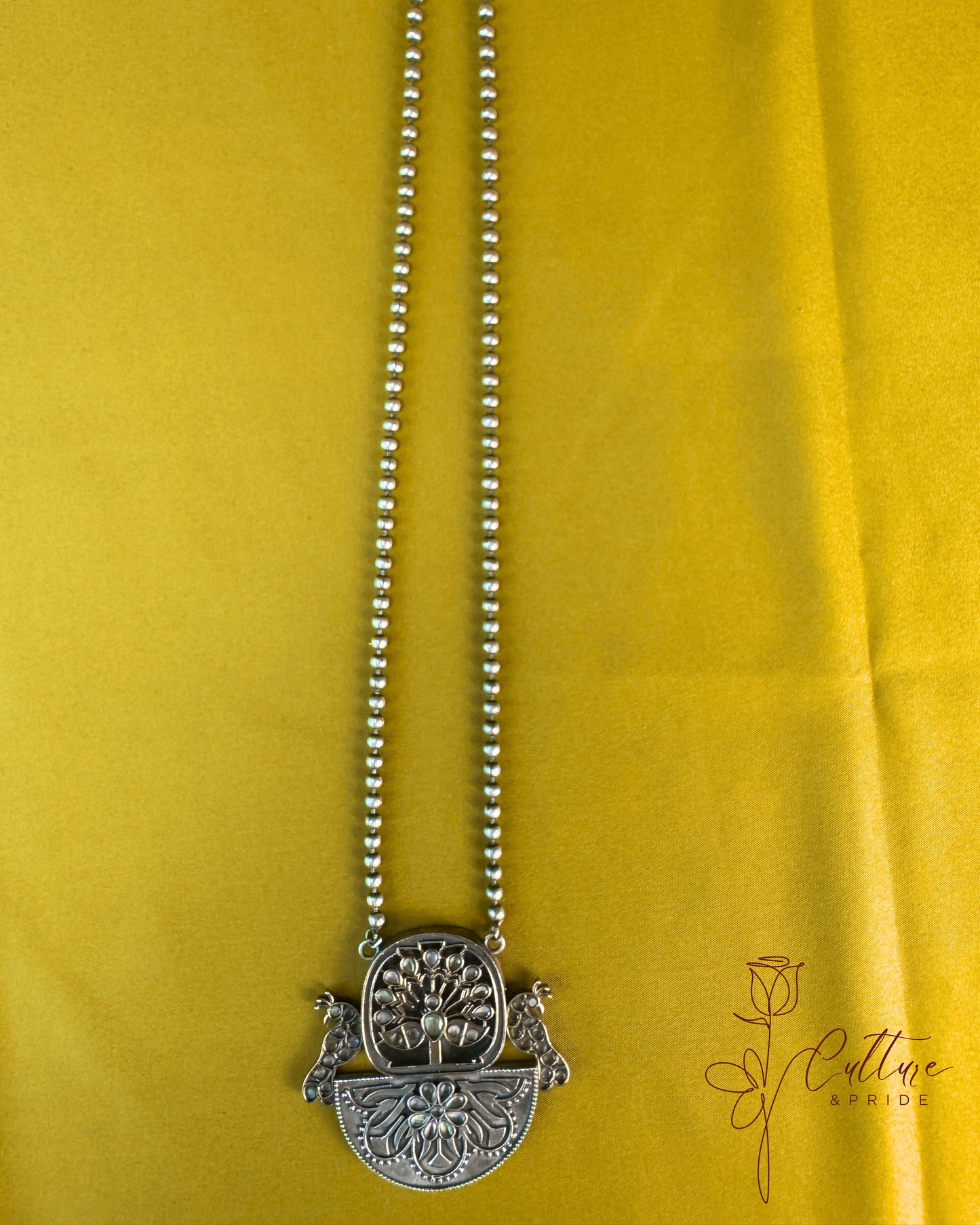 "Peacock Grace & Tree of Life" German Silver Necklace Set