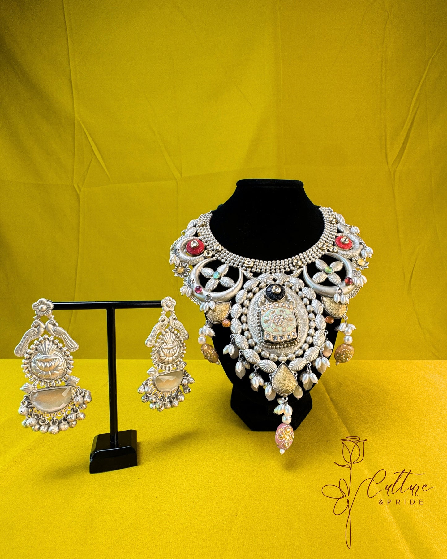 "Rajvanshi Majesty" German Silver Bridal Necklace Set