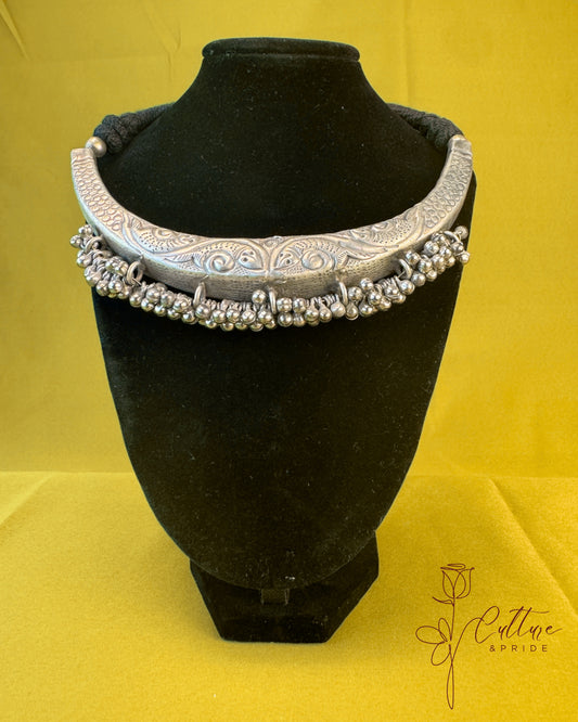 Vintage German Silver Tribal Choker Necklace