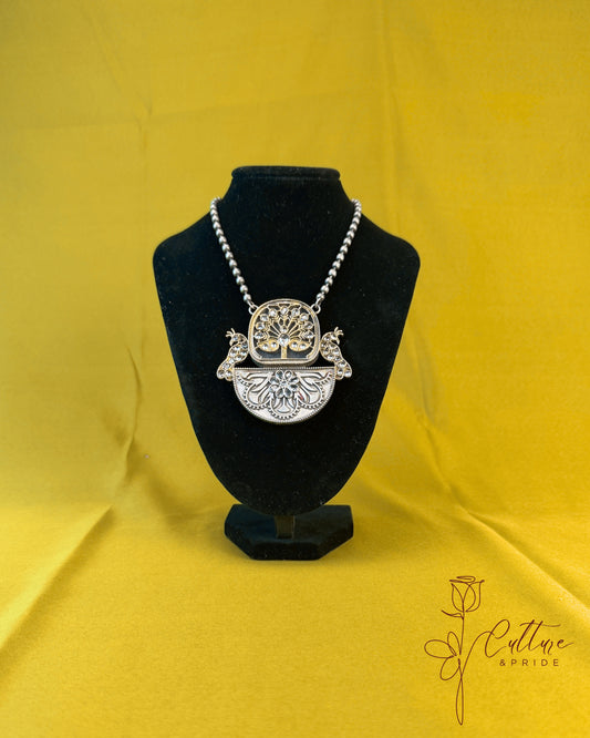 "Peacock Grace & Tree of Life" German Silver Necklace Set