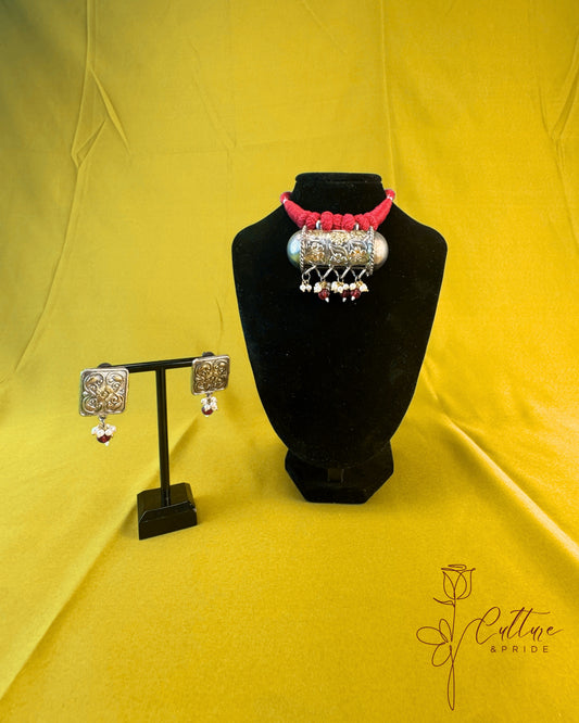 Heritage Bold German Silver Necklace & Earring Set