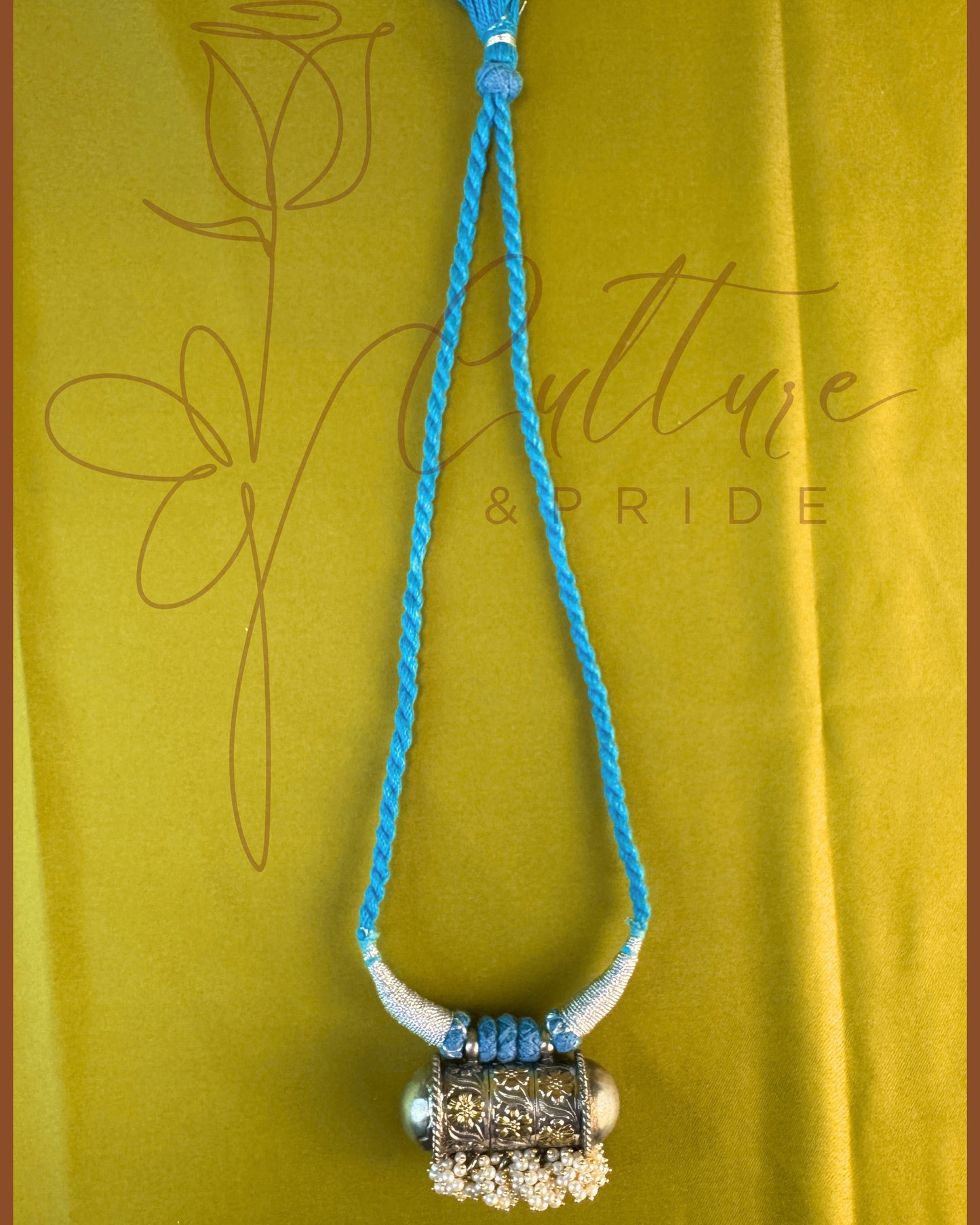 Blue Blossom Tribal Pearl Choker Set