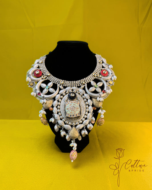 "Rajvanshi Majesty" German Silver Bridal Necklace Set