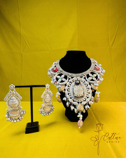 "Rajvanshi Majesty" German Silver Bridal Necklace Set